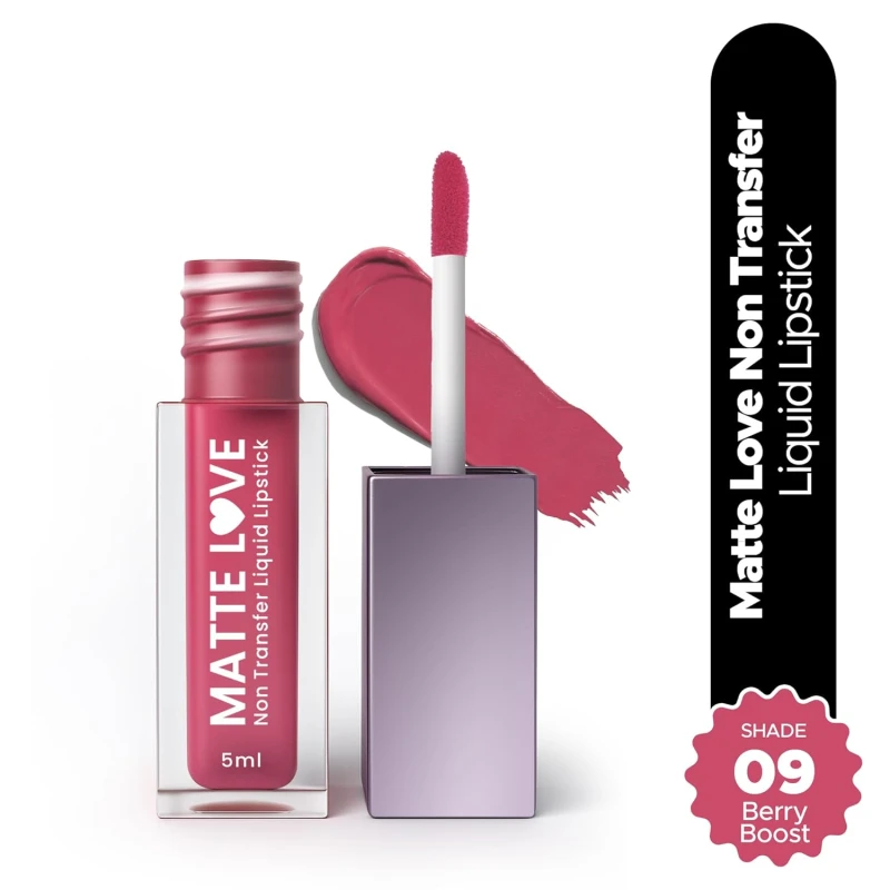 Hilary Rhoda Matte Love Non Transfer Liquid Lipstick | Lightweight & Matte Finish | Waterproof Lipstick for Women | Long Lasting & Non-Drying Lipstick | 5ml (Berry Boost - Shade 09) - Thumbnail 2